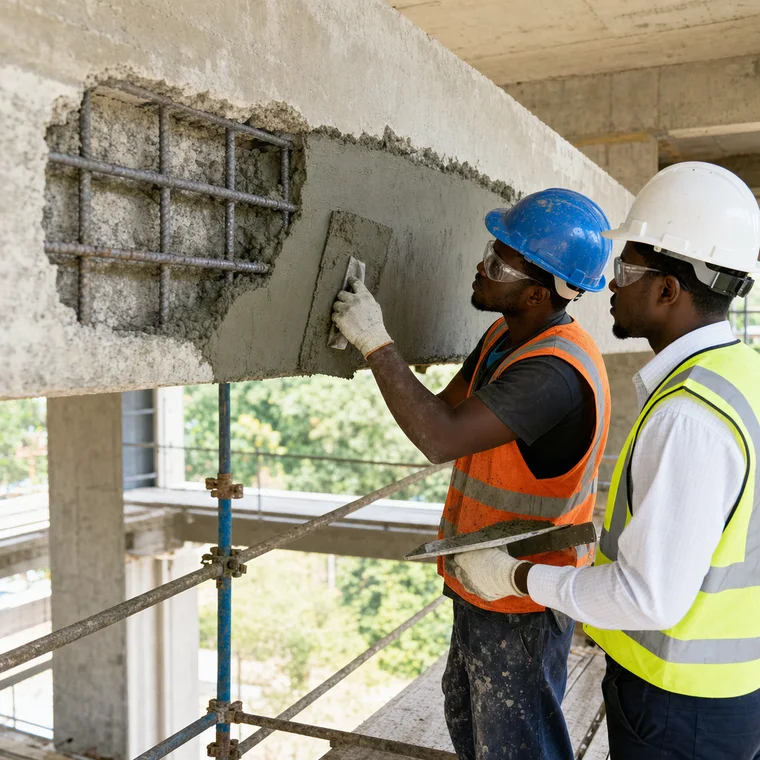 Apply Structural Concrete Repair Mortar