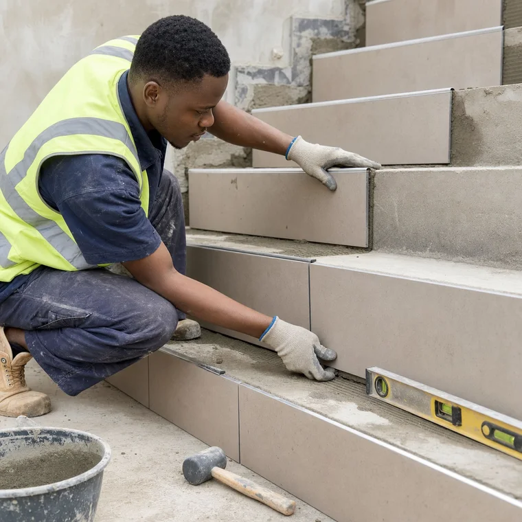 Install Tiles to Stair Treads and Risers