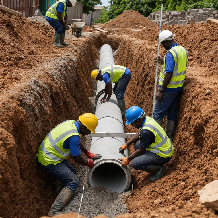 Lay Underground Soil Drainage Pipes