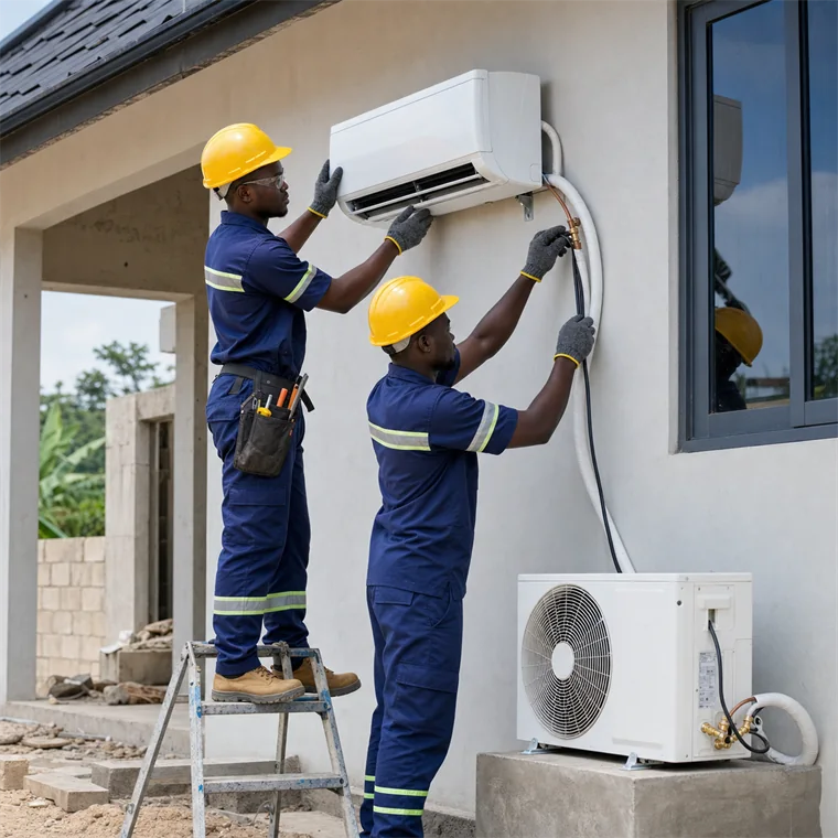 Install Split Air-Conditioner Indoor and Outdoor Units