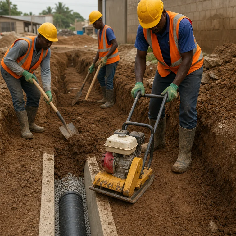 Backfill and Compact Drainage Trenches