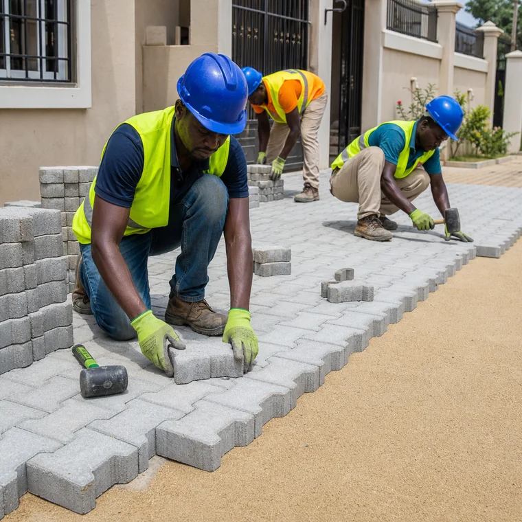Install Interlocking Pavement Blocks