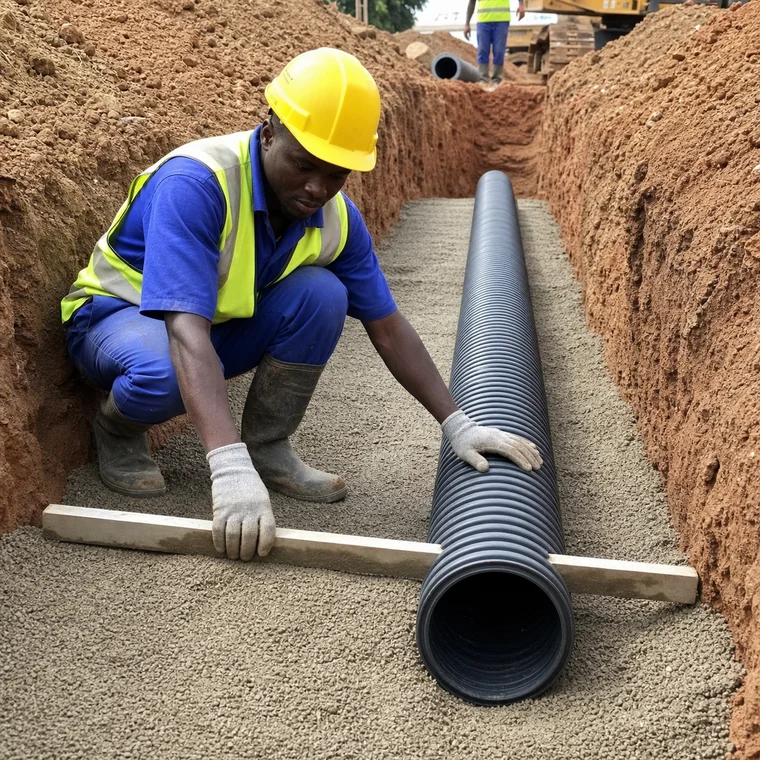 Place Underground Drainage Pipe Bedding
